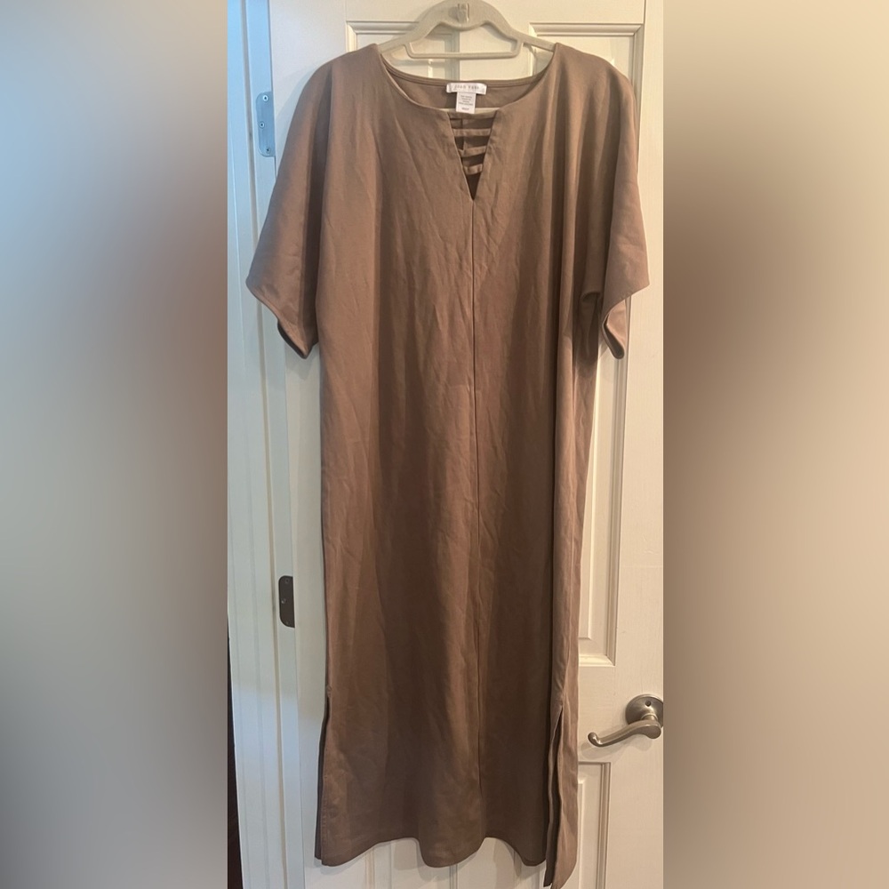 Joan Vass 100% Cotton Taupe Dress